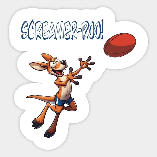 Screamer-roo Australian football kangaroo mark Sticker by LozsArt